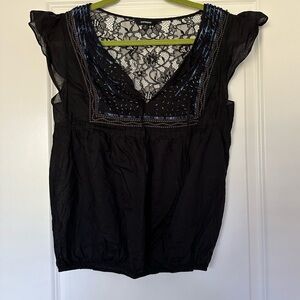 Express Y2K Black Embellished Blouse. Size S.